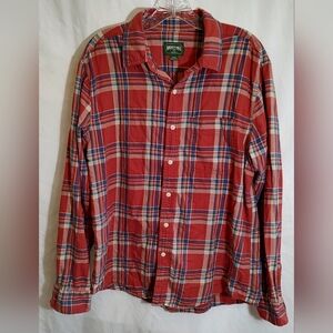 American Eagle Outfitters Red and Blue Plaid Men's Shirt